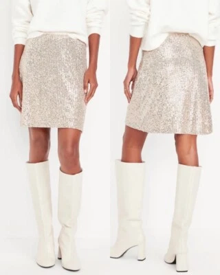 Old Navy Women’s Sequin Mini Skirt Champagne “Silver Shine” Size XS XXL 2X 3X - Image 1 of 4