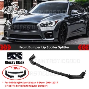 Kit de labios divisores de parachoques delantero negro brillante para Infiniti Q50 Sport Sedán 2014-17 - Imagen 1 de 9