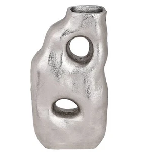 Metallvase asymmetrisch kleine Deko Vase Dekovase Wohnzimmer silber 135 cm - Bild 1 von 4