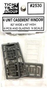 N Scale Tichy Train Group 2530 4-Unit 8 Pane 82" x 42" Casement Window (6) pcs - Picture 1 of 1
