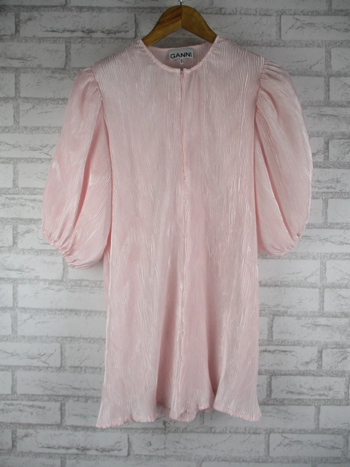 Gianni Mujer Vestido Cambio Plisado Rosa 32 Manga Abullonada Cintura Cinturón  Foto 1 de 4