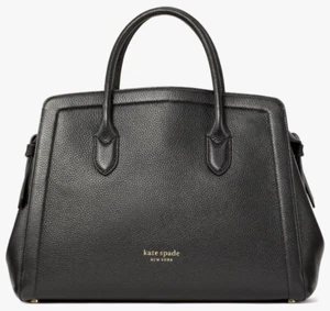 Kate Spade Knott Large Satchel Black Pebbled Leather PXR00399 NWT $398 Retail FS - Picture 1 of 9