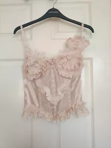 Lacemade Peach Fairy Corset Princess Core Pink Lace Frilly Size Medium 8 10 12 - Picture 1 of 9