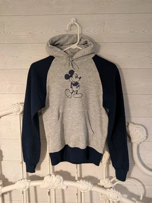 Sudadera con Capucha Raglán Años 80 Disney Mickey De Colección Gris Azul  Foto 1 de 4
