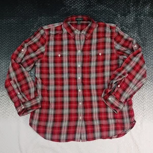 LRL Lauren Jeans Co Shirt Womens Red Plaid Button Up Long Sleeve Size XLarge - Picture 1 of 13