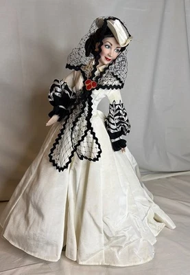 Muñeca de porcelana Franklin Mint Scarlett O'Hara blanco/negro vestido como nueva en caja Foto 1 de 4