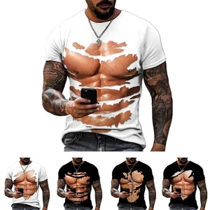 Men's Casual TShirt with 3D Printed Fake Muscle Design for Daily Comfort - Picture 1 of 20