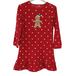 Carters Girls Christmas Pajamas Gingerbread Boy Size 8-10 Fleece Nightgown - Picture 1 of 4