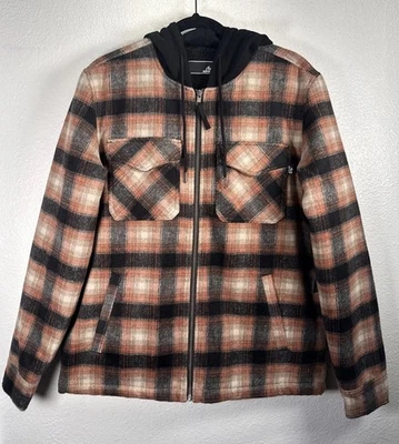 Chaqueta Lost Para Hombre Con Capucha Avenue Franela Pequeña Multi Cuadros Sherpa Forrada Cremallera Foto 1 de 4