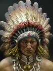 Native American Indian Chief ( Final Battle ) Hand-Painted Resin Statue 13 Tall