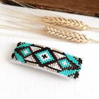 Native American Navajo Perlenhaarspange Barrette geometrisch türkis braun #6