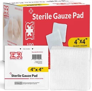 Ever Ready First Aid Sterile Gauze Pads 4"x4" Single Wound Care Bandage - 100CT - Picture 1 of 6