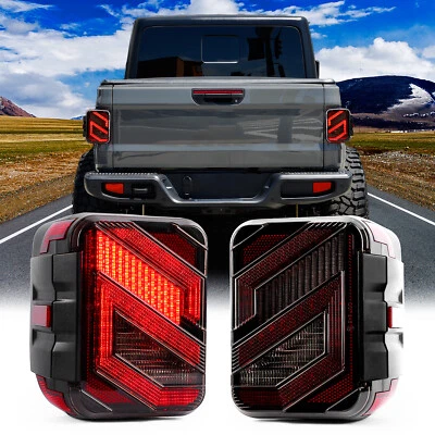 Pair Clear "S" LED Tail Lights Turn Stop Reverse For Jeep Gladiator JT 2020-2025 - Image 1 of 4