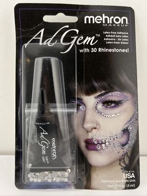 Клей для тела со стразами Mehron AdGem 0,17 унции, без латекса с 30 стразами - Изображение 1 из 4