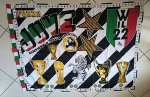 BANDIERA Juventus VINTAGE flag 80's CAMPIONI anni '80 - Foto 1 di 5