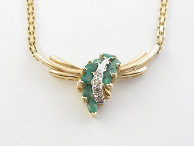Collar Oro Amarillo 14k Diamantes Y Esmeraldas 16" 1.00 quilates Foto 1 de 4