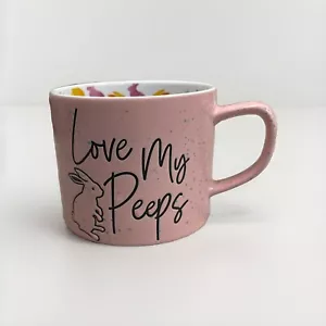 Large Coffee Tea Mug”Love My Peeps” Rabbit Mug Pink Mug Large Easter/ Spring! - Picture 1 of 4