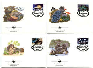 WWF E72 Marshall Isl 4 FDC 1986 Marine fauna - Giant Clam - Crab - Picture 1 of 1