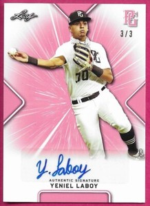 2021 Leaf Perfect Game National Baseball YENIEL LABOY Pink Autograph 3/3