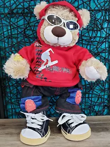 BUILD-A-BEAR Champ 16 Zoll Braunbär Patches lila Herz Plüsch SKATER Y2K GRUNGE - Bild 1 von 16