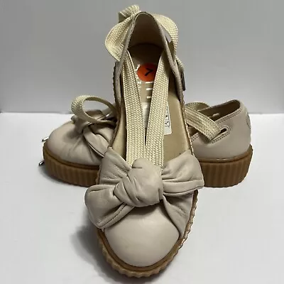 New Fenty Puma X  Rihanna Bow Creeper Sandals Rubber Sole Beige Leather Size 7 - Image 1 of 4