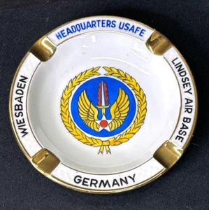 Vintage US Air Force In Europe Lindsey AFB Wiesbaden Germany Ashtray - Picture 1 of 2