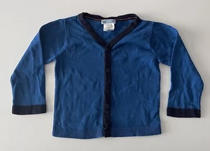 Jacadi Cardigan Toddler Boy 36m 96cm Blue Navy Trim Buttoned Paris - Picture 1 of 4