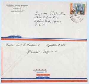 Venezuela 1968 #C973 Sun Oil Company cubierta publicitaria correo aéreo Maracaibo a EE. UU. - Imagen 1 de 1