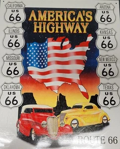 Route 66 Americas Highway Metal Tin Sign Home Bar Shop Wall Hot Rod Decor #605 - Picture 1 of 1