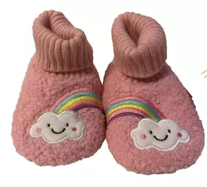 Warner Nation Baby Girls SIZE 3 ( 3 Months TO 5 Months slippers rainbow PINK NWT - Picture 1 of 18