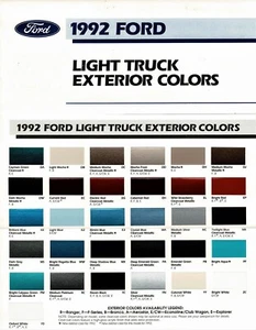 Ford Serie F 1992 camioneta pickup Bronco Ranger Explorer furgonetas folleto de virutas de pintura - Imagen 1 de 1