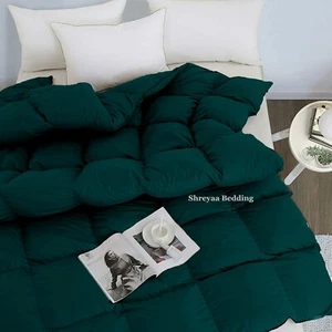 Awesome Down Alternative Comforter+Sheet Set Cal King Size Hunter Green Solid - Picture 1 of 12