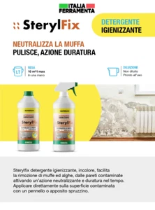 ELIMINA MUFFA OIKOS STERYLFIX DETERGENTE IGIENIZZANTE 1 LITRO - Foto 1 di 2