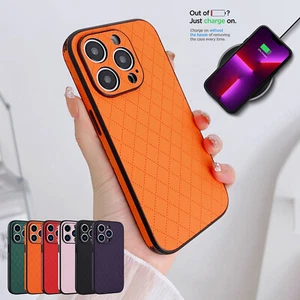 For iPhone 14 13 Pro Max 12 11 XS XR 8 Rhombus Pattern TPU Case Shockproof Cover - Picture 1 of 18