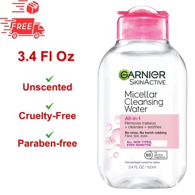 Agua Micelar Limpiadora Garnier, Desmaquillante Todo en 1 Y Facial, 3.4 Fl Oz Foto 1 de 4