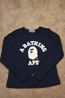 Bape College Crewneck Sweater Men Size Medium 100% Authentic Bathing Ape Royal - Image 1 of 4