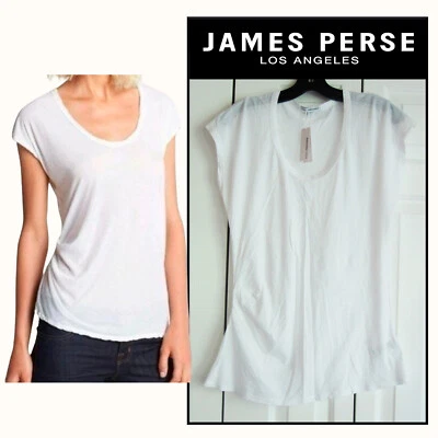 JAMES PERSE NUEVO Camiseta Manga Corta Semi Transparente Cuello Redondo Lateral Acanalado Foto 1 de 4