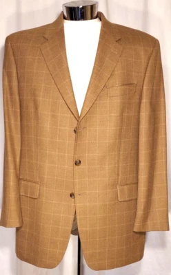 Lauren Ralph Men's Wool Cashmere Brown/Tan Check Blazer 44 Long - Изображение 1 из 4