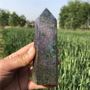 Epidote Quartz Obelisk Natural Crystal Wand Tower Point Specimen Reiki Healing - Picture 1 of 12
