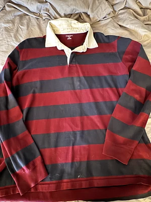 复古 Sonoma 条纹红色海军橄榄球衬衫 2XL — 第 1/4 张图片