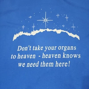 Hanes T Shirt Mens L Vintage Organ Donor Funny Heaven Stars Single Stitch USA - Picture 1 of 10
