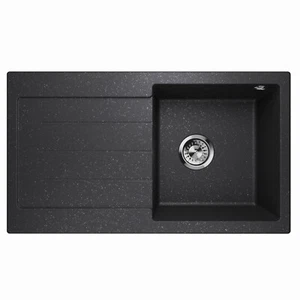 Granitspüle Küchenspüle Abtropffläche Siphon Master 1.0 Schwarz Graphit Links - Bild 1 von 8
