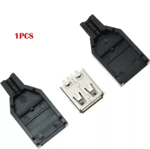 USB 2.0 Connector Type A Female Port Socket & Black Plastic Cover DIY Connector - Picture 1 of 5