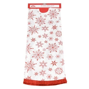 Falda de árbol de vacaciones copo de nieve, rojo/blanco, 48" - Imagen 1 de 1