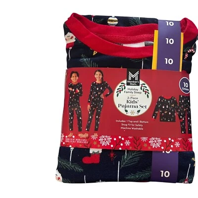Pijama Members Mark Meninos Meninas Tamanho 10 Natal Férias Família Dormir Top Calças - Imagem 1 de 4
