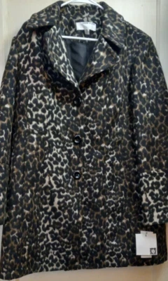Anne Klein Leopard Printed Faux Fur Coat Size Extra Large - Image 1 of 4