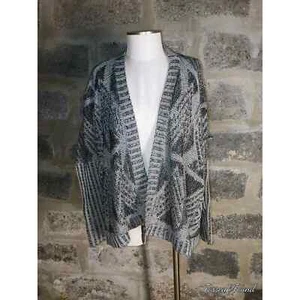 SPARKLE & FADE Talla S Frente Abierto Cárdigan Suéter Gris Negro ANTHROPOLOGIE - Imagen 1 de 5