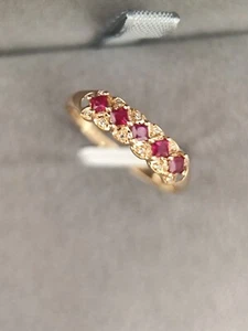 Certified 18k Rose Gold Natural Ruby Genuine Diamond Ring Size N UK Seller 18022 - Picture 1 of 6