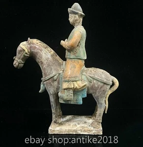 14.4" Old Chinese Tangshancai Pottery Dynasty Guard of Honour Ride Horse Statue - Picture 1 of 9