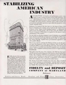 Original 1929 F&D Fidelty & Deposit of Maryland Print-Ad/Baltimore Building - Picture 1 of 1